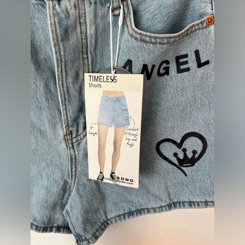 S.O.N.G Women’s Timeless Jean Shorts Denim Size 5/27 Button Fly Inseam 3’” New - Picture 3 of 10
